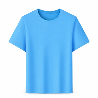 Sky-blue short-sleeve stretch quick-dry crew-neck T-shirt in a straight regular fit on white