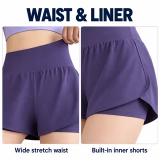 Custom Women's Wide-Waist 2-in-1 Pocket Shorts