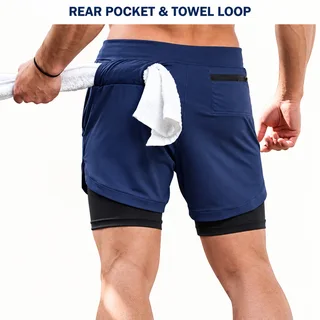 Custom Men's 2-in-1 Training Shorts with Liner Pocket